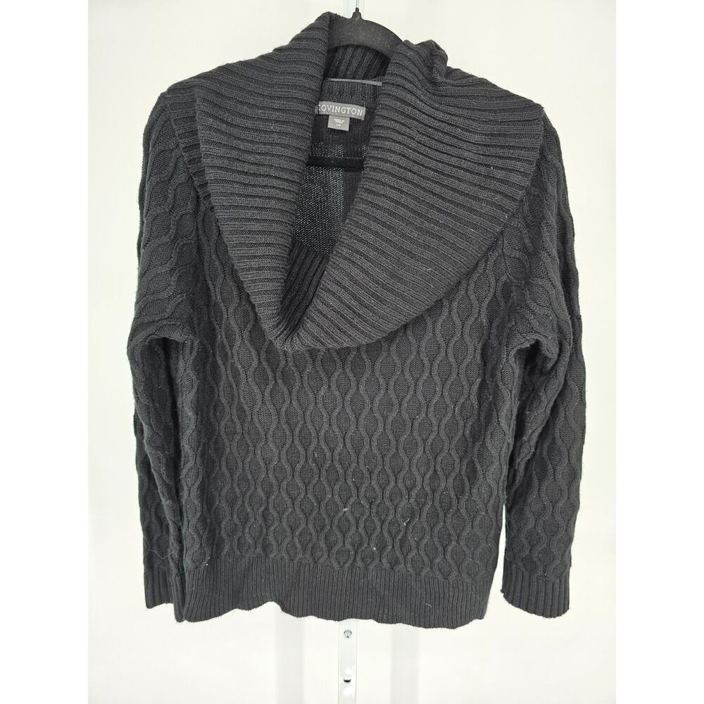 Covington Womens Sz L Cowl Neck Medium Knit Sweater Black
